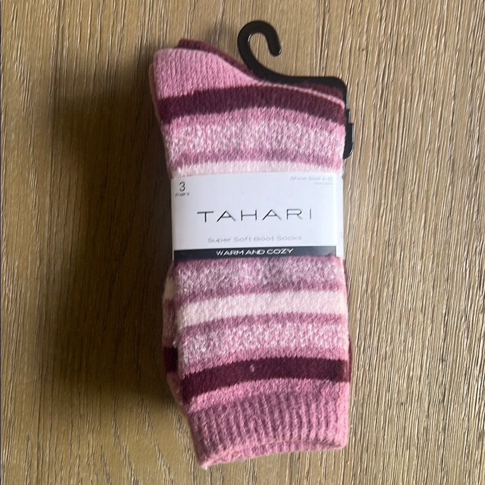 Tahari Sock Set ~ Pink and Cream Striped, Burgundy & Cream ~ Women’s Socks ~ NWT
